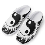 Black And White Yin Yang Sun Print Mesh Casual Shoes