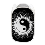 Black And White Yin Yang Sun Print Mesh Laundry Hamper