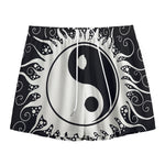Black And White Yin Yang Sun Print Mesh Shorts