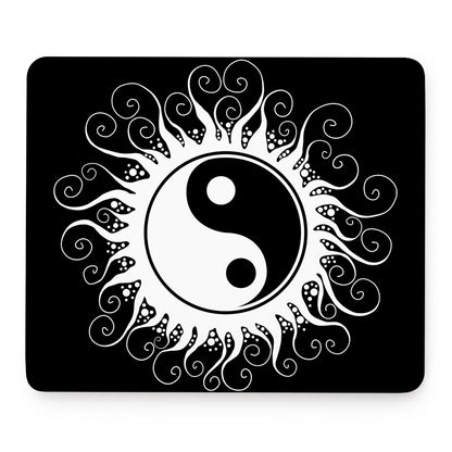 Black And White Yin Yang Sun Print Mouse Pad