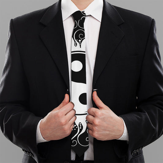 Black And White Yin Yang Sun Print Necktie