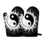 Black And White Yin Yang Sun Print Oven Mitts