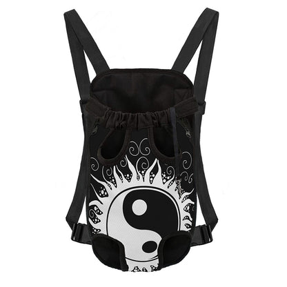 Black And White Yin Yang Sun Print Pet Carrier Backpack