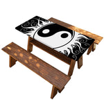 Black And White Yin Yang Sun Print Picnic Table Cover