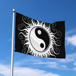 Black And White Yin Yang Sun Print Polyester Flag