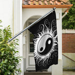 Black And White Yin Yang Sun Print Polyester Flag
