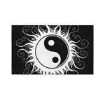 Black And White Yin Yang Sun Print Polyester Flag