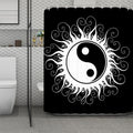 Black And White Yin Yang Sun Print Polyester Shower Curtain