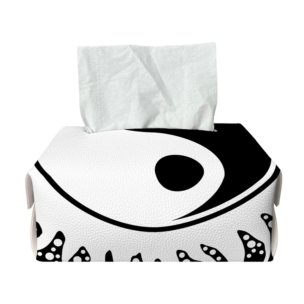 Black And White Yin Yang Sun Print Rectangle Tissue Box Cover