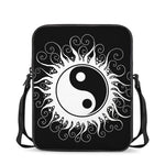 Black And White Yin Yang Sun Print Rectangular Crossbody Bag
