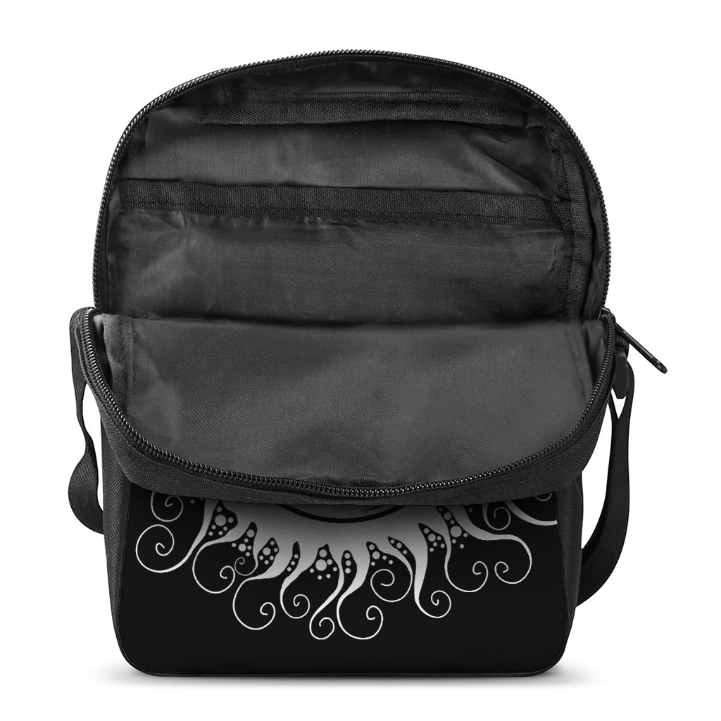 Black And White Yin Yang Sun Print Rectangular Crossbody Bag