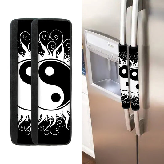 Black And White Yin Yang Sun Print Refrigerator Handle Covers