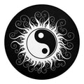 Black And White Yin Yang Sun Print Round Blanket