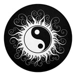 Black And White Yin Yang Sun Print Round Blanket