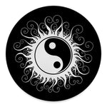 Black And White Yin Yang Sun Print Round Floor Mat