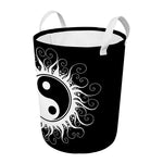 Black And White Yin Yang Sun Print Round Laundry Basket