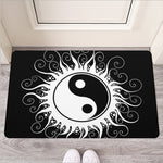 Black And White Yin Yang Sun Print Rubber Doormat