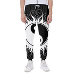 Black And White Yin Yang Sun Print Scuba Joggers
