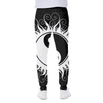 Black And White Yin Yang Sun Print Scuba Joggers
