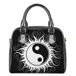 Black And White Yin Yang Sun Print Shoulder Handbag