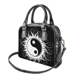 Black And White Yin Yang Sun Print Shoulder Handbag