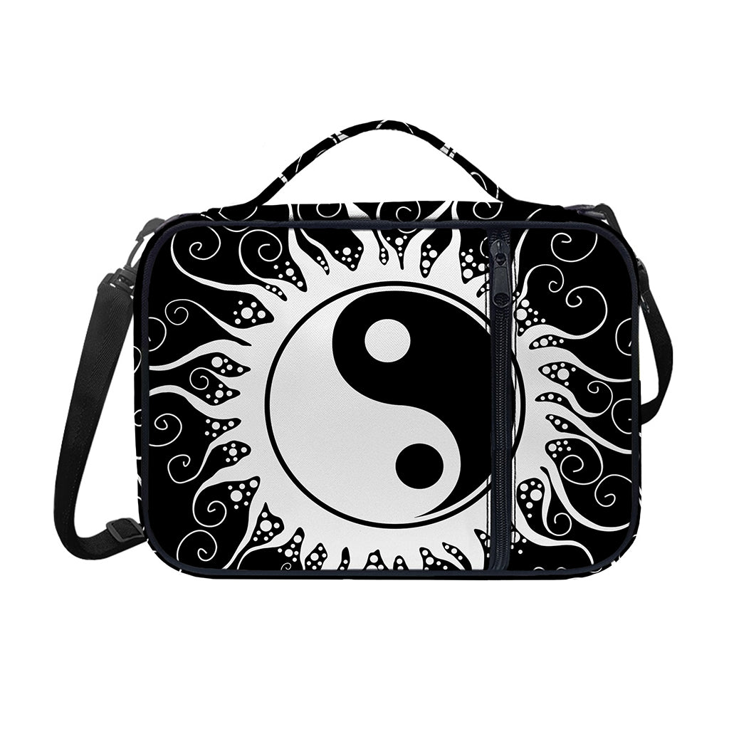 Black And White Yin Yang Sun Print Shoulder Strap Bible Bag