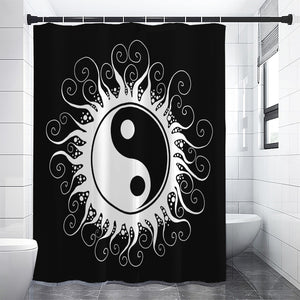 Black And White Yin Yang Sun Print Shower Curtain