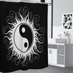 Black And White Yin Yang Sun Print Shower Curtain