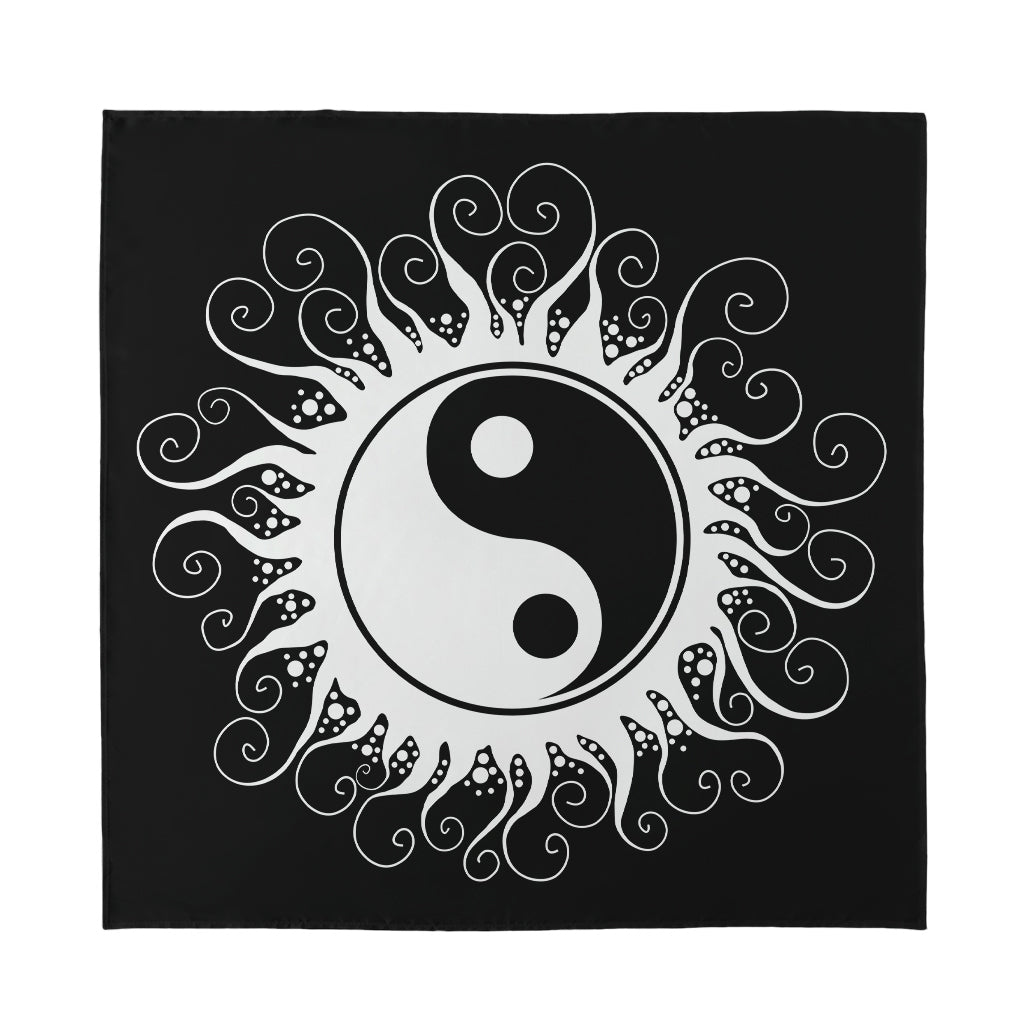 Black And White Yin Yang Sun Print Silk Bandana