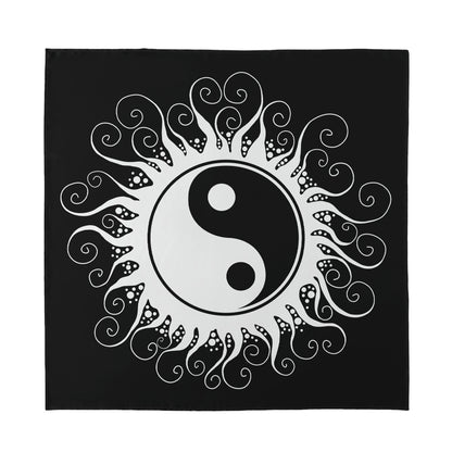 Black And White Yin Yang Sun Print Silk Bandana