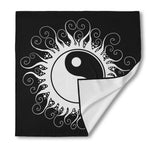 Black And White Yin Yang Sun Print Silk Bandana