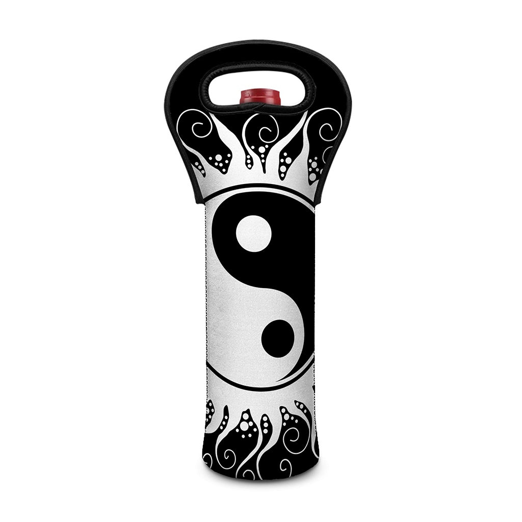 Black And White Yin Yang Sun Print Single Neoprene Wine Tote