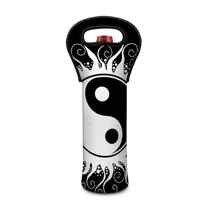 Black And White Yin Yang Sun Print Single Neoprene Wine Tote