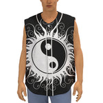 Black And White Yin Yang Sun Print Sleeveless Baseball Jersey