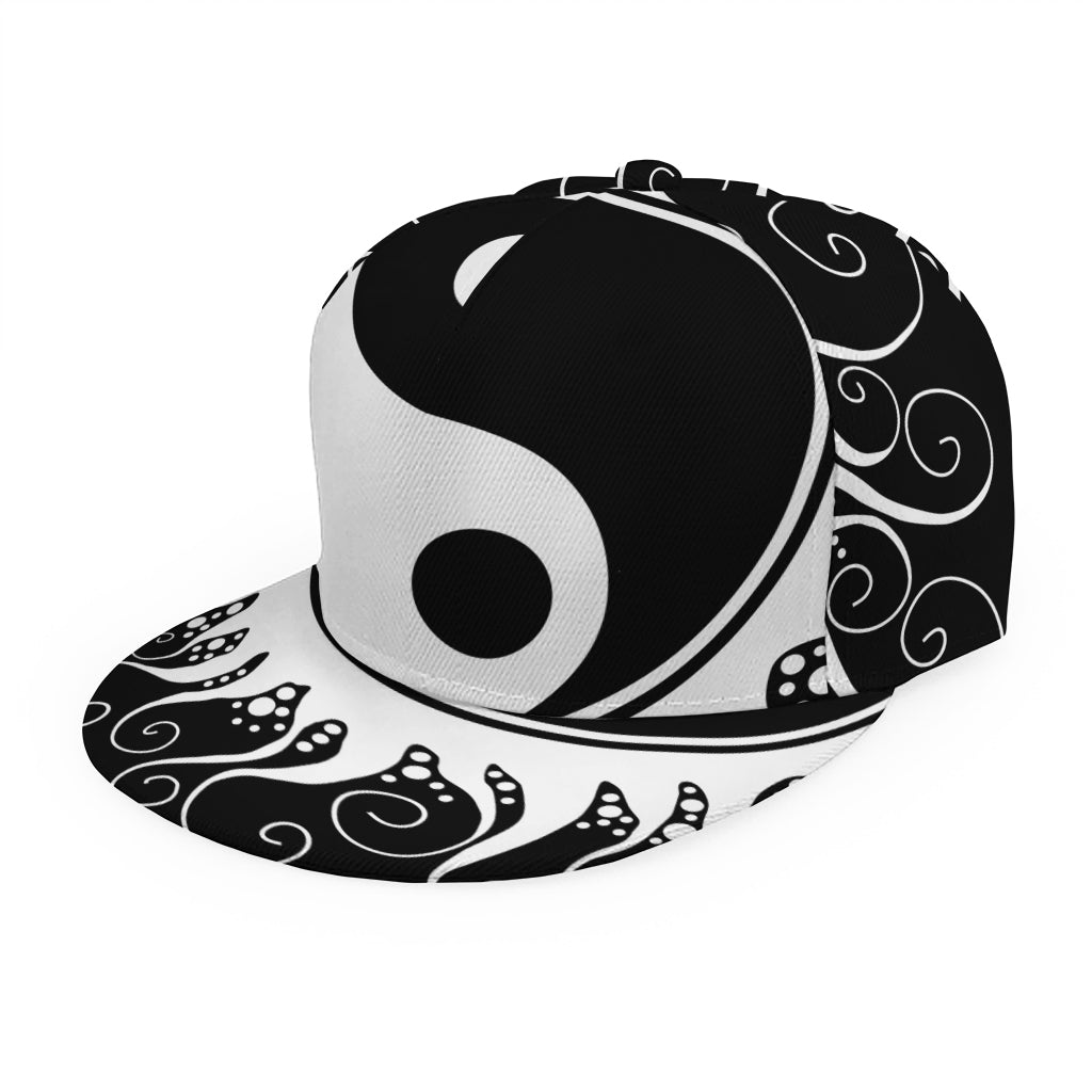 Black And White Yin Yang Sun Print Snapback Cap