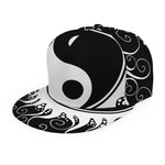 Black And White Yin Yang Sun Print Snapback Cap