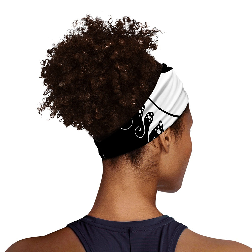 Black And White Yin Yang Sun Print Sports Headband