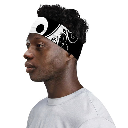 Black And White Yin Yang Sun Print Sports Headband