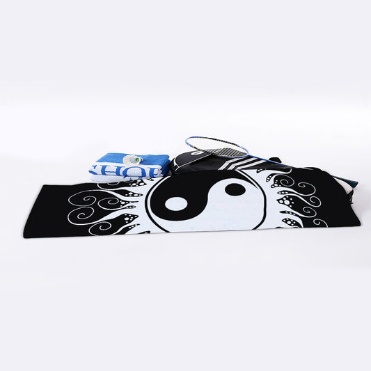 Black And White Yin Yang Sun Print Sports Towel