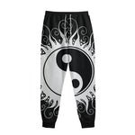 Black And White Yin Yang Sun Print Sweatpants