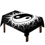 Black And White Yin Yang Sun Print Tablecloth