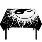 Black And White Yin Yang Sun Print Tablecloth