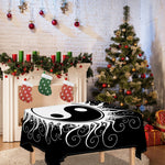 Black And White Yin Yang Sun Print Tablecloth
