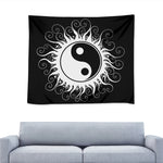 Black And White Yin Yang Sun Print Tapestry