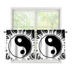 Black And White Yin Yang Sun Print Tier Curtains