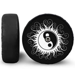 Black And White Yin Yang Sun Print Tire Cover With Camera Hole