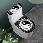 Black And White Yin Yang Sun Print Toilet Lid And Tank Cover Set