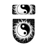 Black And White Yin Yang Sun Print Toilet Lid And Tank Cover Set