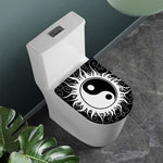 Black And White Yin Yang Sun Print Toilet Lid Cover