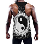 Black And White Yin Yang Sun Print Training Tank Top